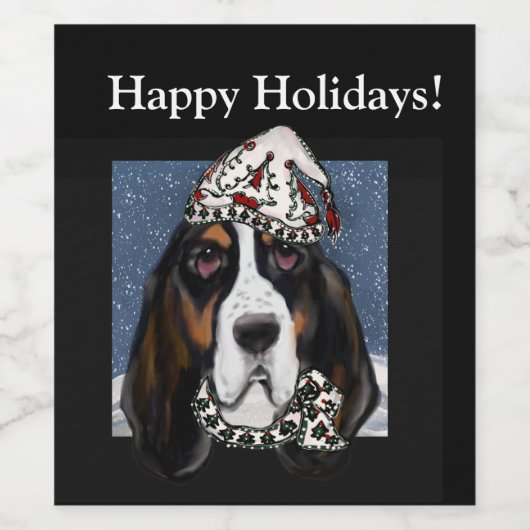 BASSETT HOUND WEINETIKETT (Einzelnes Label)