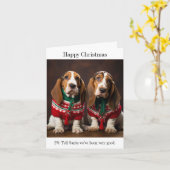 Bassett Hound Welpen Weihnachtskarte Karte (Gelbe Blume)