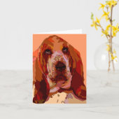 Bassett in hellen Farben Grußkarten Karte (Gelbe Blume)