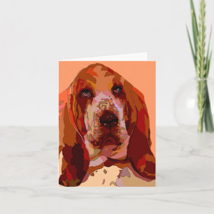 Bassett in hellen Farben Grußkarten Karte