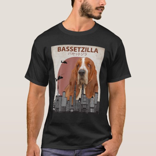 Bassetzilla Funny Basset Hound T Shirt Geschenk fü (Vorderseite)