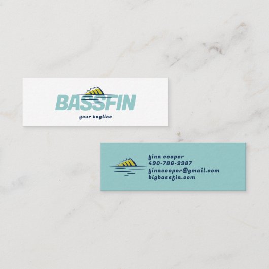 Bassfin-Logo | Angel- oder Outdoor-Marke Mini Visitenkarte (Vorne/Hinten)