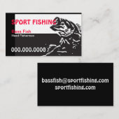 Bassfisch/Fischfang (schwarz/rot/weiß) Visitenkarte (Vorne/Hinten)