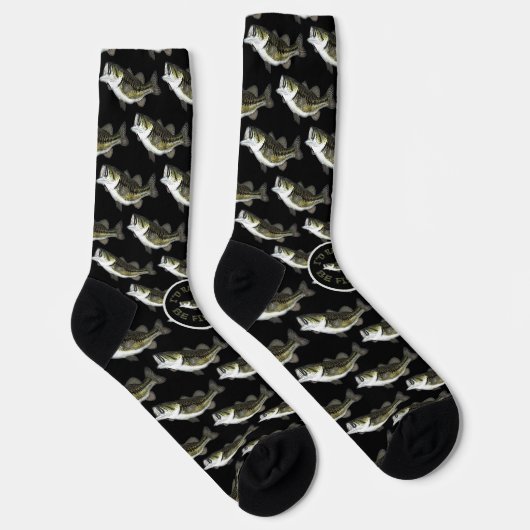 Bassfisch Gemustert, WÜRDE ICH VIELLEICHT FISCHEN Socken (Rechts)