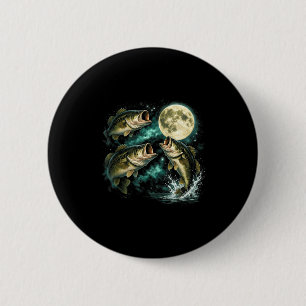 Bassfisch heult zum Mond Vintage-Angler Button