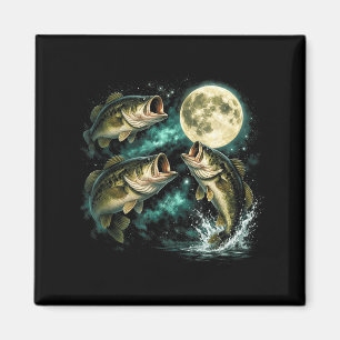 Bassfisch heult zum Mond Vintage-Angler Magnet