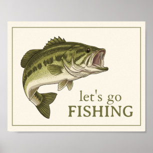 Bassfisch Lass uns Fischen Personalisiert Poster