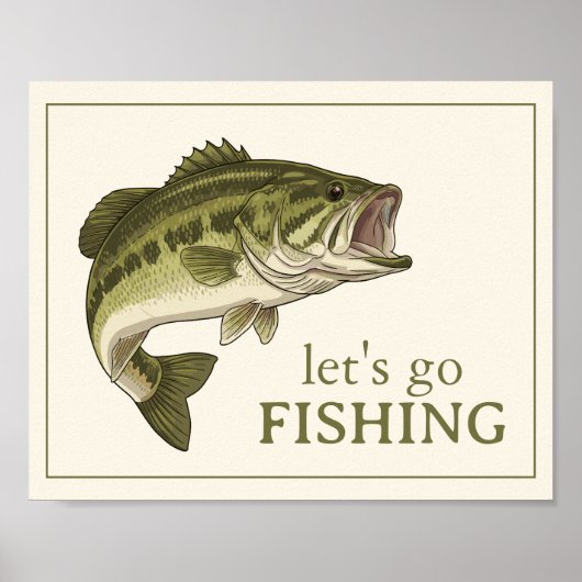 Bassfisch Lass uns Fischen Personalisiert Poster (Vorne)