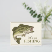 Bassfisch Lass uns Fischen Personalized Postkarte (Stehend Vorderseite)