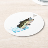 Bassfisch nach Dragonfly Runder Pappuntersetzer (Angewinkelt)