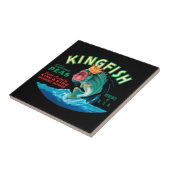 Bassfische mit Krone auf schwarzem Hintergrund Fliese (Seite)