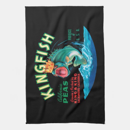 Bassfische mit Krone auf schwarzem Hintergrund Handtuch (Vertikal)