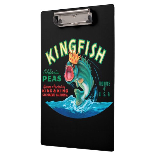 Bassfische mit Krone auf schwarzem Hintergrund Klemmbrett (Links)