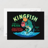 Bassfische mit Krone auf schwarzem Hintergrund Postkarte (Vorne/Hinten)