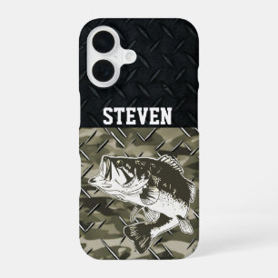 Bassfischen schwarze Tarnung Diamantplatte Outdoor iPhone 16 Hülle