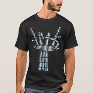 Bassgitarre Skelett Rock Hand vierseitig elektrisc T-Shirt