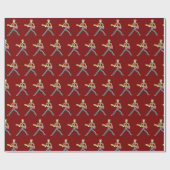 Bassgitarre-Strichmännchen Geschenkpapier (Flach)