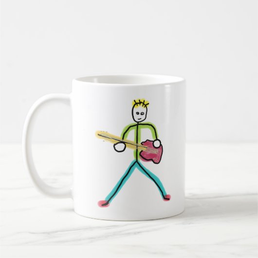 Bassgitarre-Strichmännchen Kaffeetasse (Links)