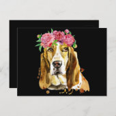 Basshound Flower Crown Watercolor Art dog Mom Postkarte (Vorne/Hinten)