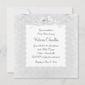 Bassinet Elegant Pure White Baby Dusche Einladung (Rückseite)