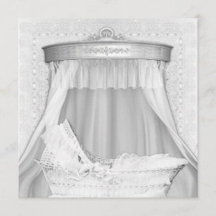 Bassinet Elegant Pure White Baby Dusche Einladung