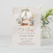 Bassinet Kinderzimmer Baby Crib Kinderdusche Einla Einladung (Stehend Vorderseite)