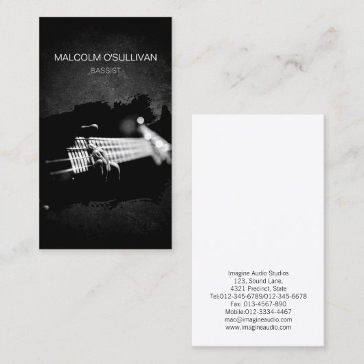 Bassist Bass Gitarrist Musiker Visitenkarte (Vorne/Hinten)