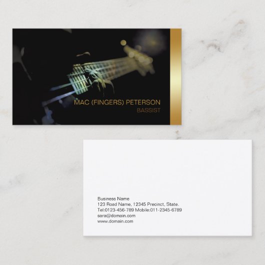 Bassist Bass Gitarrist Musiker Visitenkarte (Vorne/Hinten)