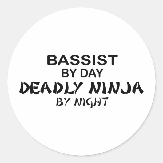 Bassist Deadly Ninja von Nacht Runder Aufkleber (Vorderseite)