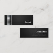 Bassist - Schwarze Silberstreifen Mini Visitenkarte (Vorne/Hinten)