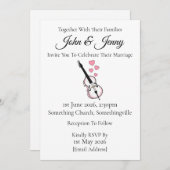 Bassisten-Musiker für Hochzeitsfeiern Einladung (Vorne/Hinten)