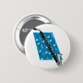 Bassklarinette mit blauem Hintergrund und Button (Vorne & Hinten)
