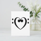 Bassklebeherz (schwarz) postkarte (Stehend Vorderseite)