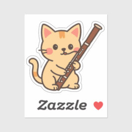 Bassoon Cat Illustration Aufkleber