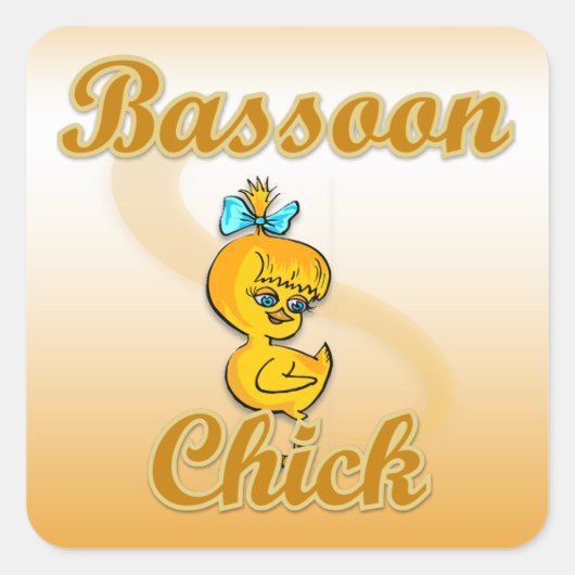 Bassoon chick quadratischer aufkleber (Vorderseite)