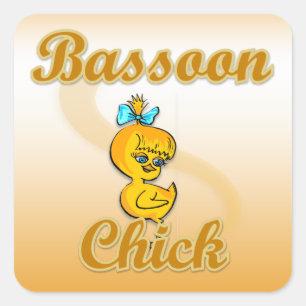 Bassoon chick quadratischer aufkleber
