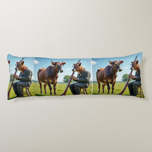 Bassoon Cow Duo Body Pillow – Whimsical Musical Il Seitenschläferkissen (Rückseite)