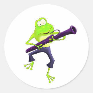 Bassoon Frog Runder Aufkleber