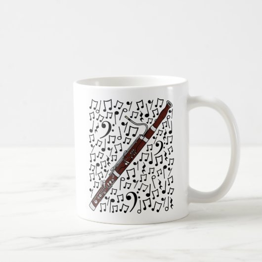 Bassoon mit Musical Notes, Woodwind Musiker Kaffeetasse (Rechts)