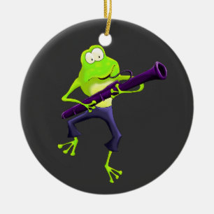 Bassoon-Spieler-Frosch-Verzierung Keramikornament