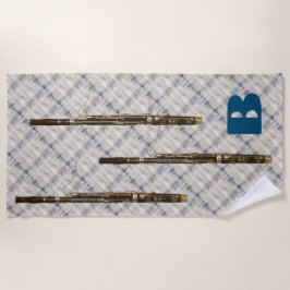 Bassoon-Trio-blaue weiße karierte Strandtuch