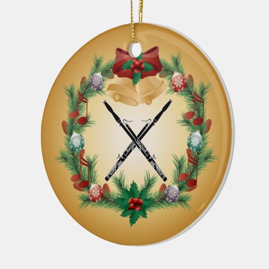 Bassoon-WeihnachtsKranz-Musik-Verzierungs-Geschenk Keramik Ornament (Links)