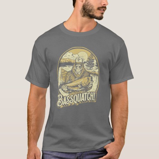 Bassquatch! Bass Fisherman Sasquatch Funny Bigfoot T-Shirt (Vorderseite)