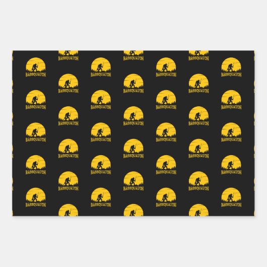 Bassquatch Bigfoot Sasquatch Fullmoon Rod Fishing Geschenkpapier Set (Vorderseite 2)