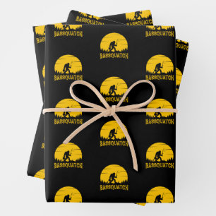 Bassquatch Bigfoot Sasquatch Vollmond Rutenfischen Geschenkpapier Set