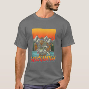 Bassquatch Funny Bass Fishing Sasquatch Retro 80s T-Shirt