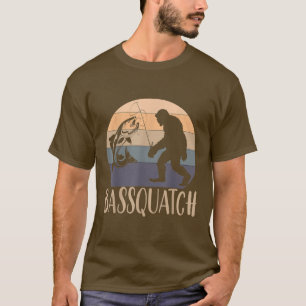 Bassquatch Funny Bigfoot Angeln Outdoor Retro41  T-Shirt