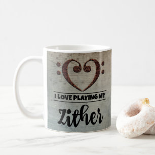 Bassschlüssel-Herz Vintage-Notenblatt Zither Kaffeetasse
