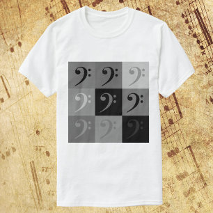 Baßschlüssel-Muster in Schwarz und Grau T-Shirt