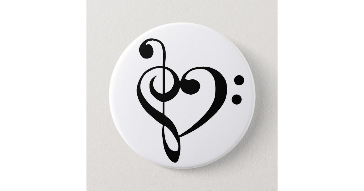 Bassschlussel Und Dreifacher Clef Herz Button Zazzle De